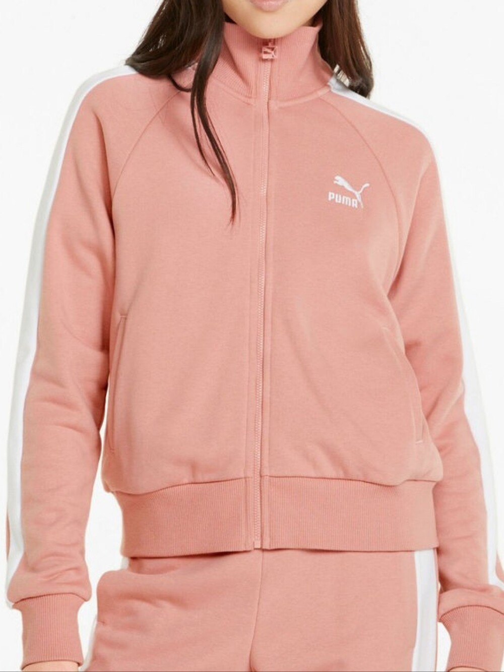 NWT•PUMA Iconic T7 Zip-Up Women's Track Jacket W/Pockets•Peach Smoothie•Small🩷